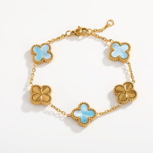 Pulsera trébol combinada azul