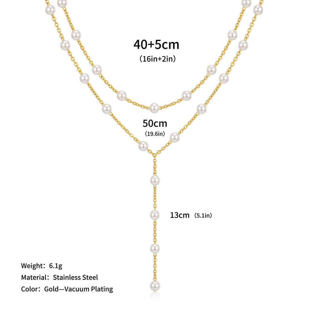 Collar doble corbatero de perlas