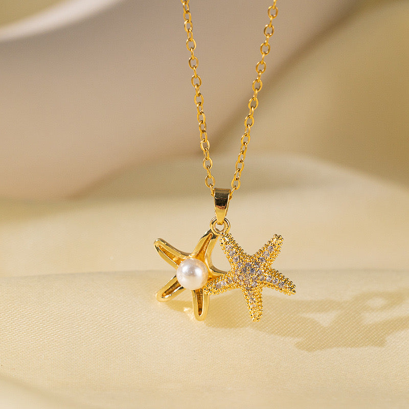 Collar de estrella con perla