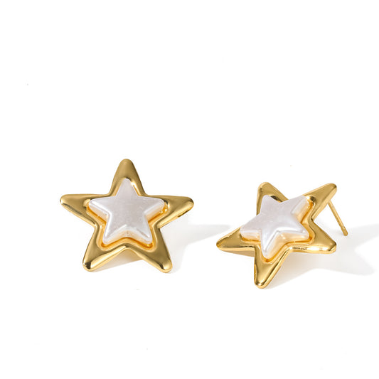 Aretes estrella centro rosa