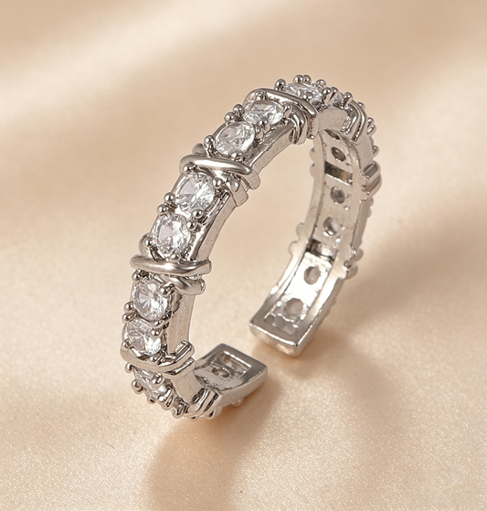 Anillo churumbela plata con X