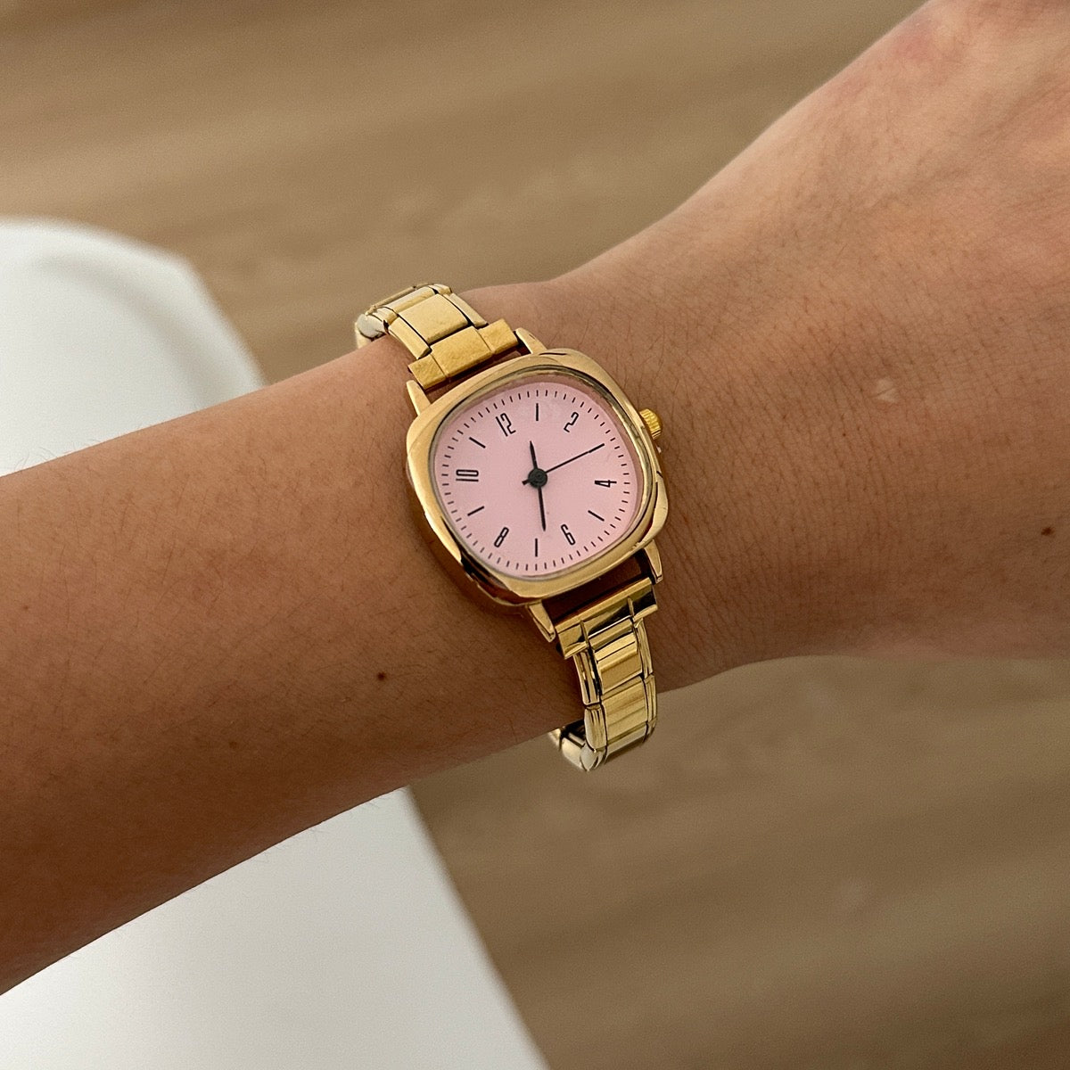 Reloj italiano cuadro carátula rosa