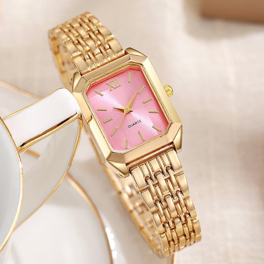 Reloj elegante rectángulo rosa