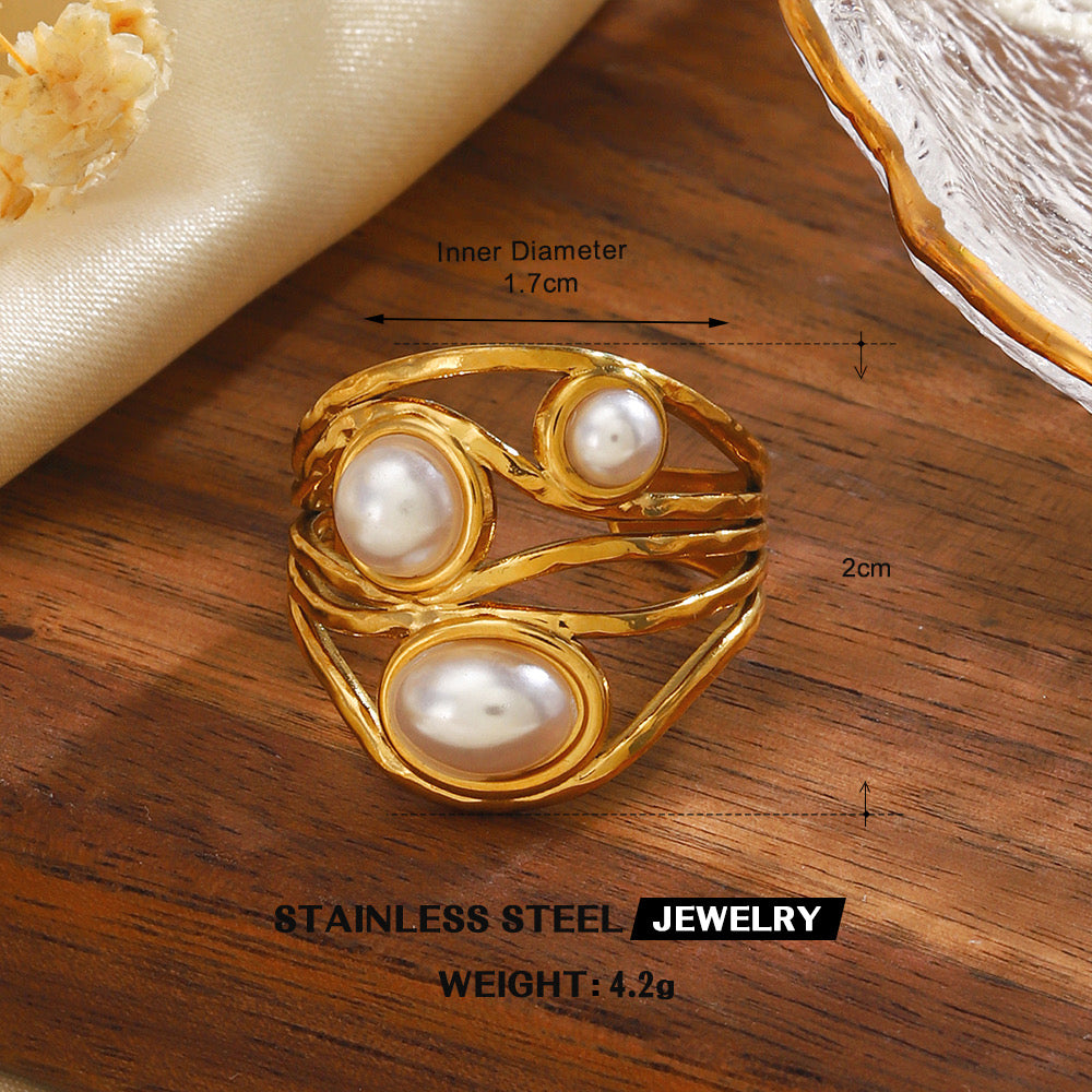 Anillo triple perlita