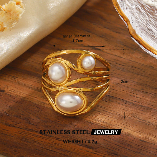 Anillo triple perlita