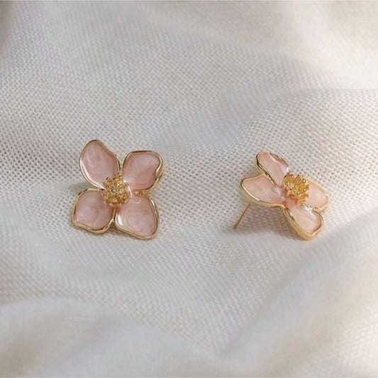 Aretes flor rosa