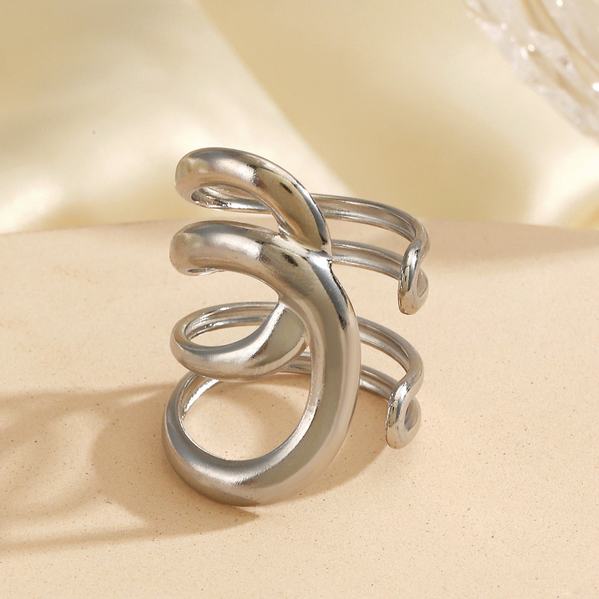 Anillo ondas raras plata