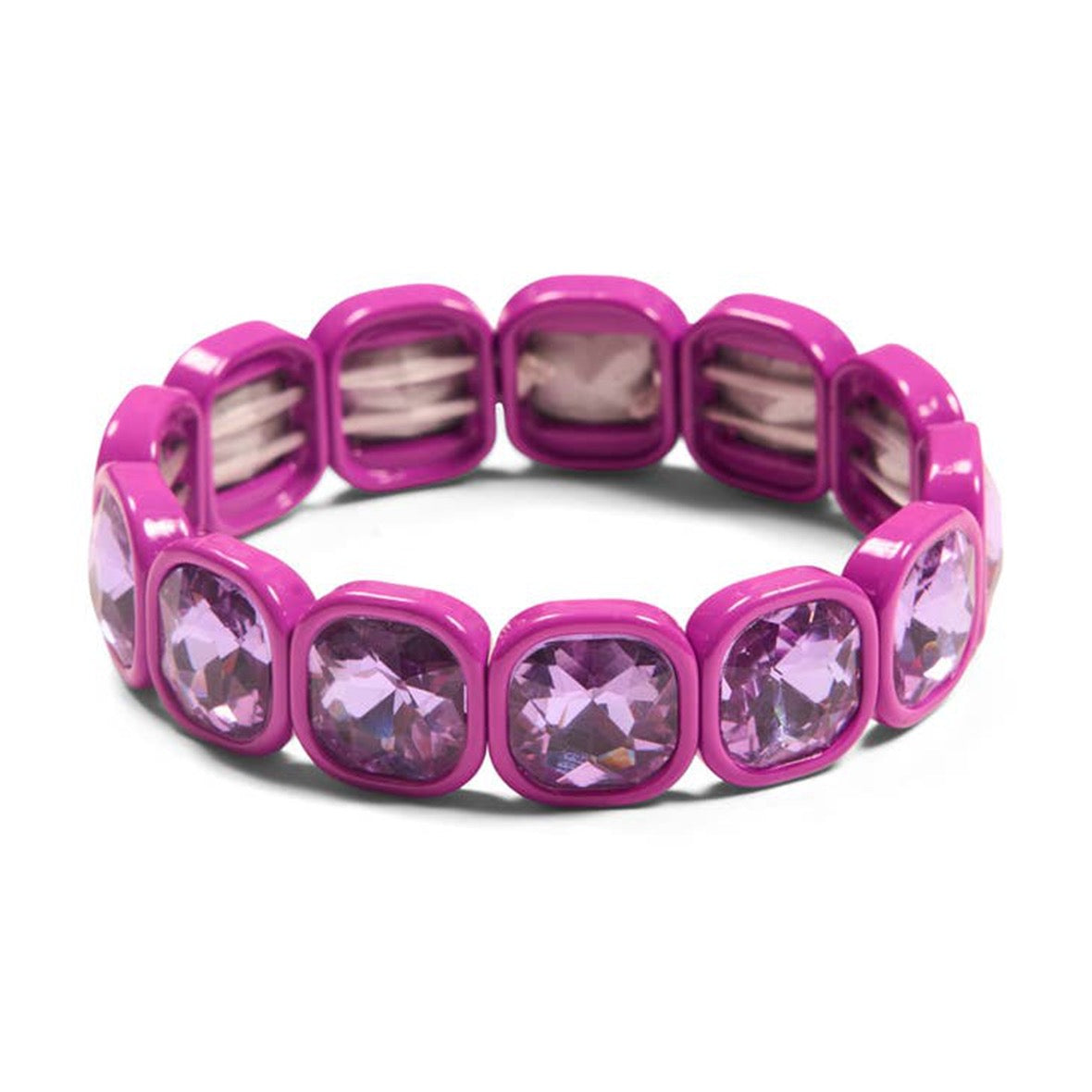 Pulsera elástica cristales fucsia