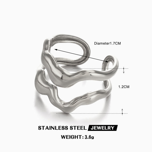 Anillo doble irregular plata