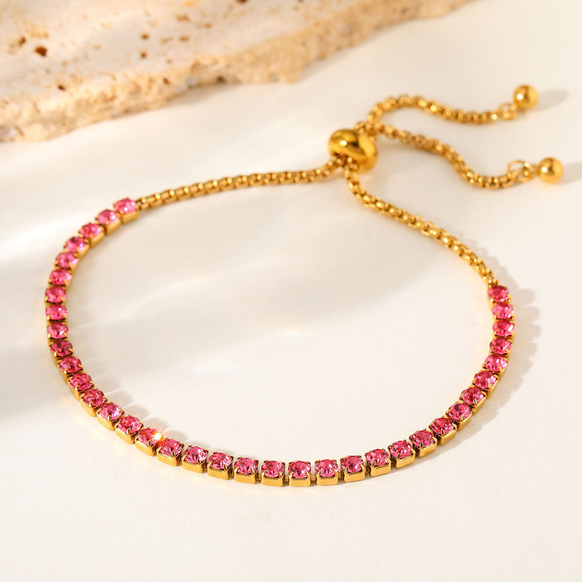 Pulsera ajustable cristales rosa