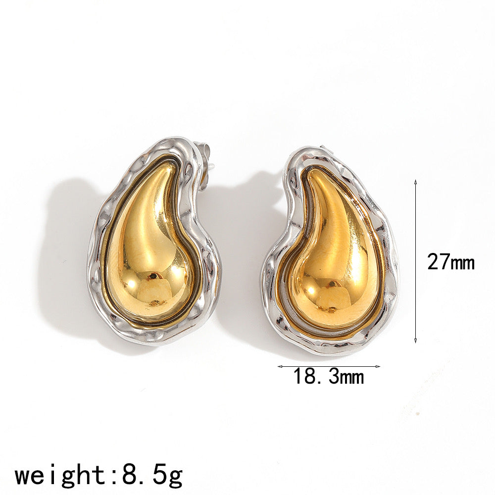 Aretes premium estilo gota bitono