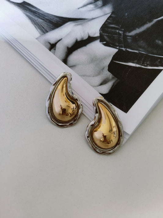 Aretes premium estilo gota bitono