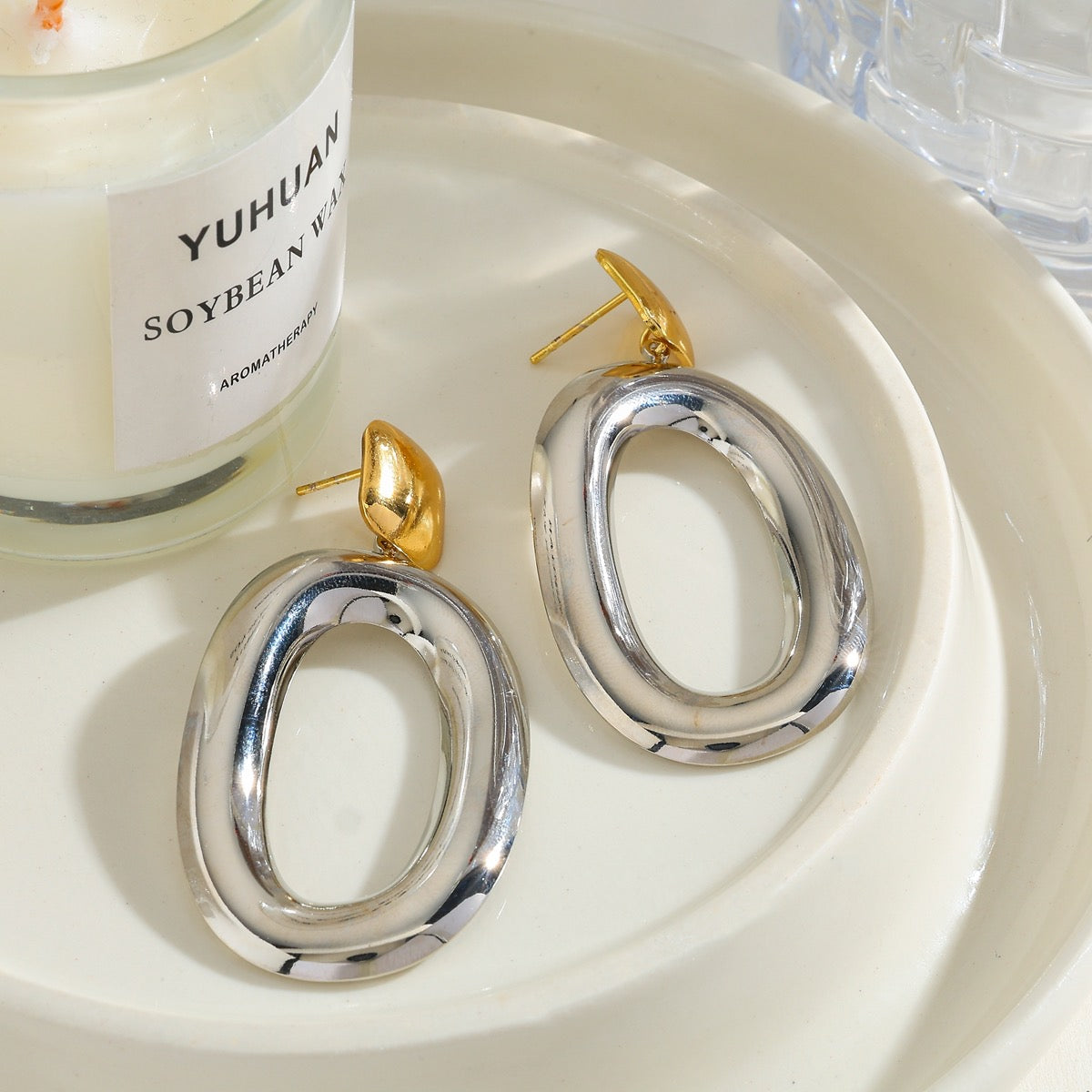 Aretes chuncky bitono largo