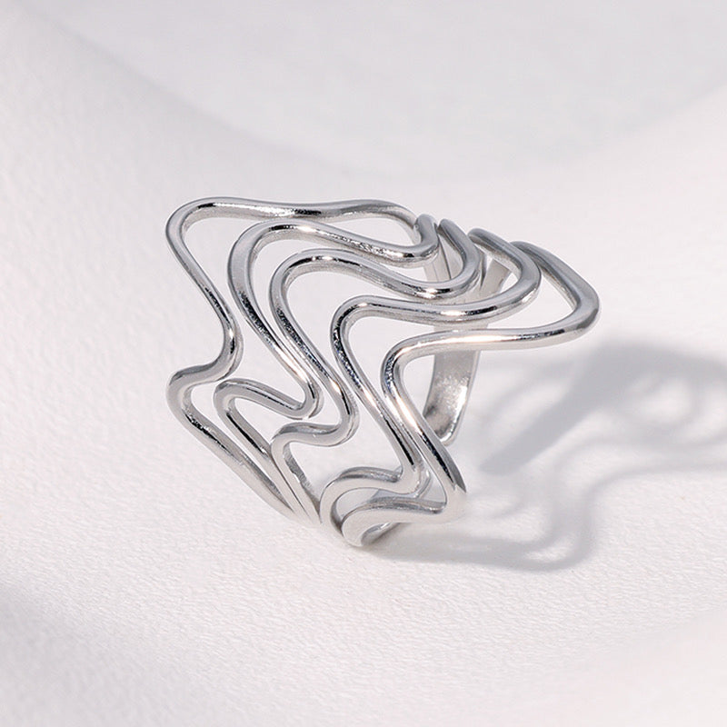 Anillo ondeado plata