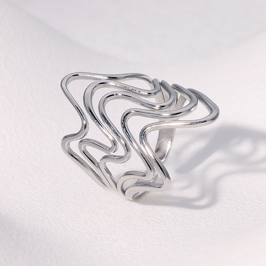 Anillo ondeado plata