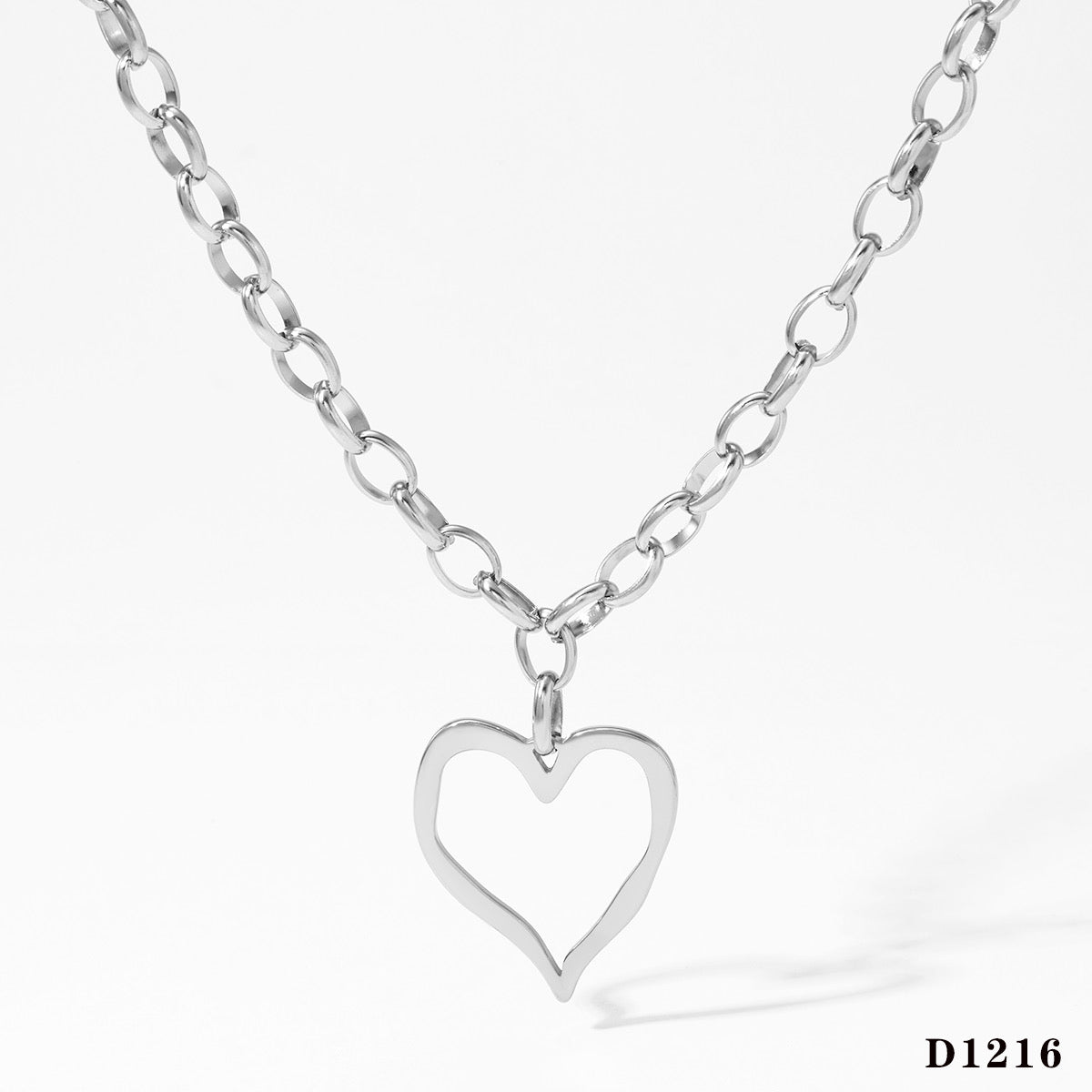 Collar corazón cadena eslabón chuncky plata