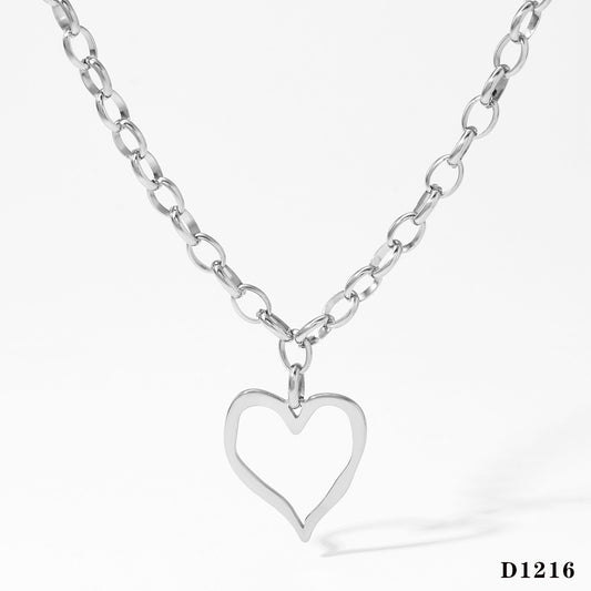 Collar corazón cadena eslabón chuncky plata