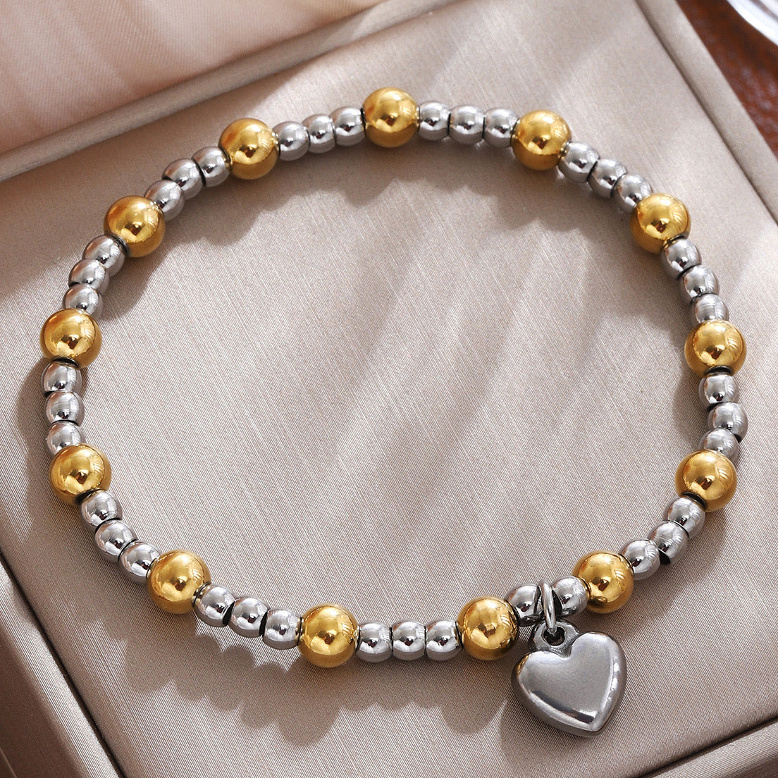 Pulsera bitono balines corazón Charm