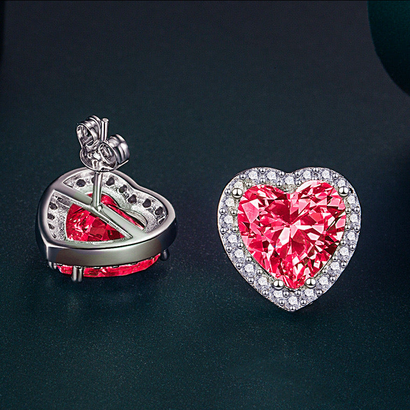 Aretes corazón cristales grande