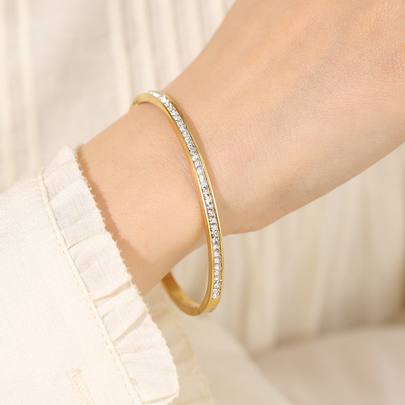 Pulsera aro con cristales dorado