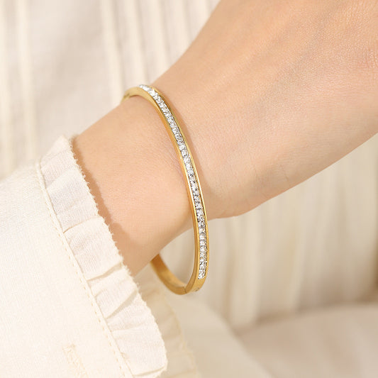 Pulsera aro con cristales dorado