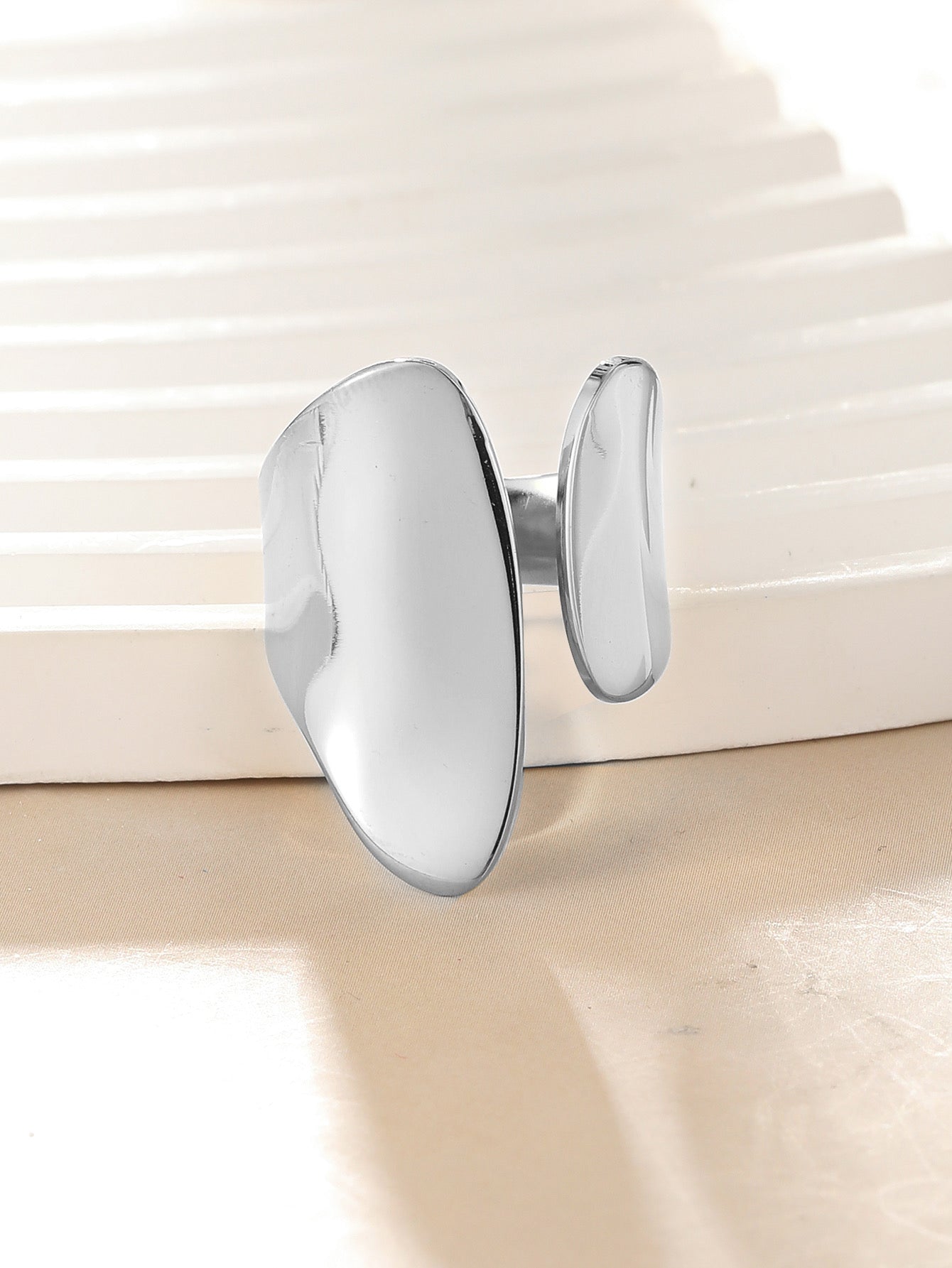 Anillo chuncky plata alargado