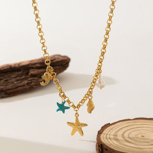 Collar estrella de mar azul