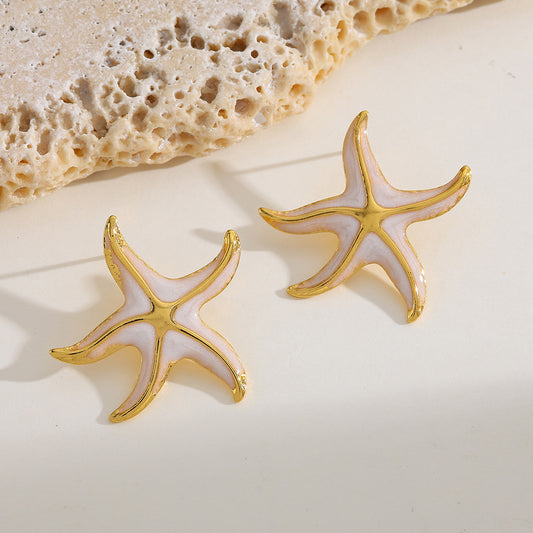 Aretes estrella de mar blanca