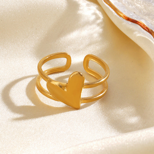 Anillo doble línea con corazón