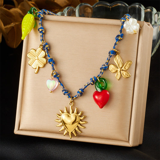 Collar hilo azul blanca Nieves