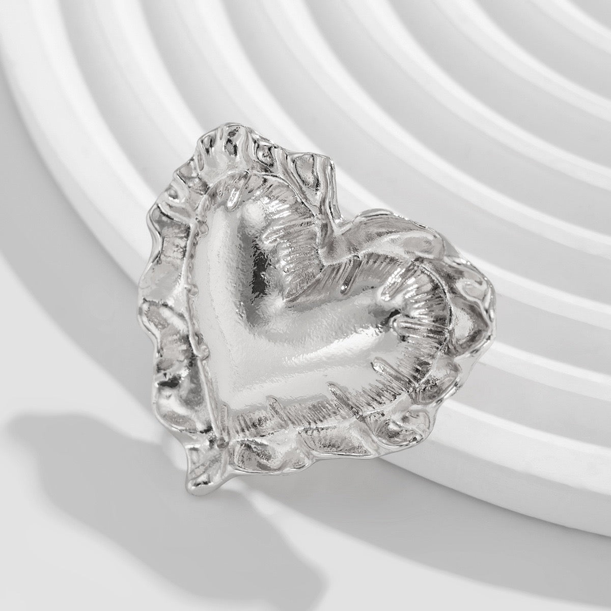 Añil corazón chuncky plata