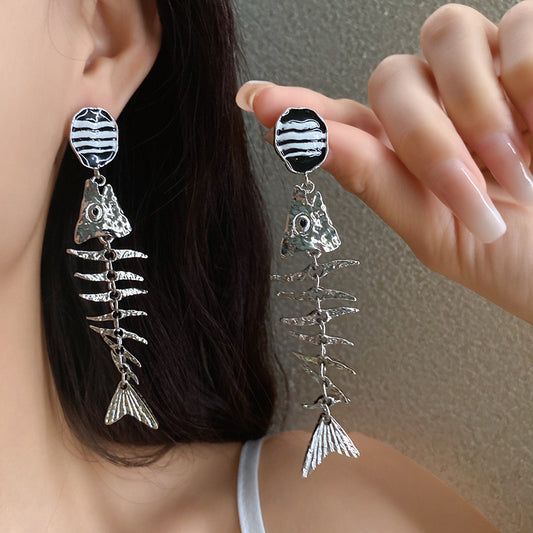 Aretes esqueleto zebra plata