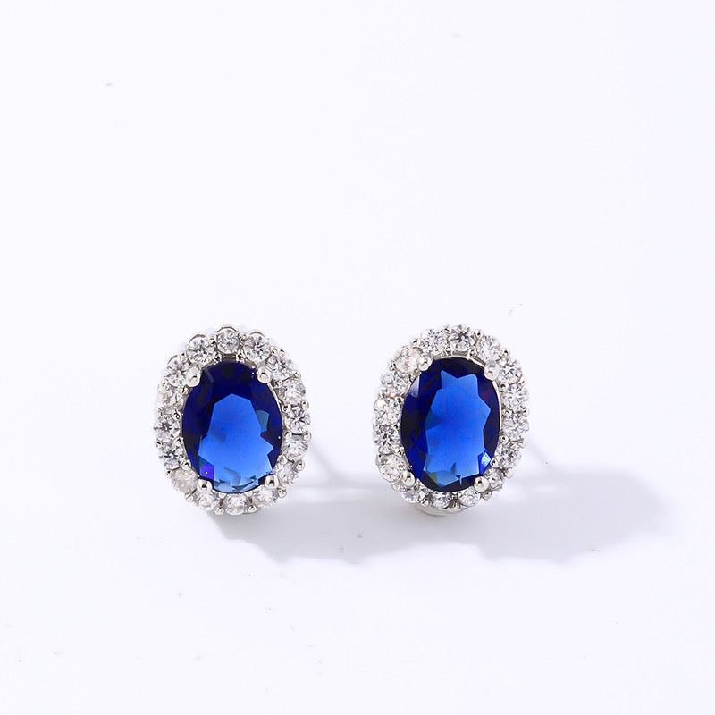 Pendientes óvalo azul