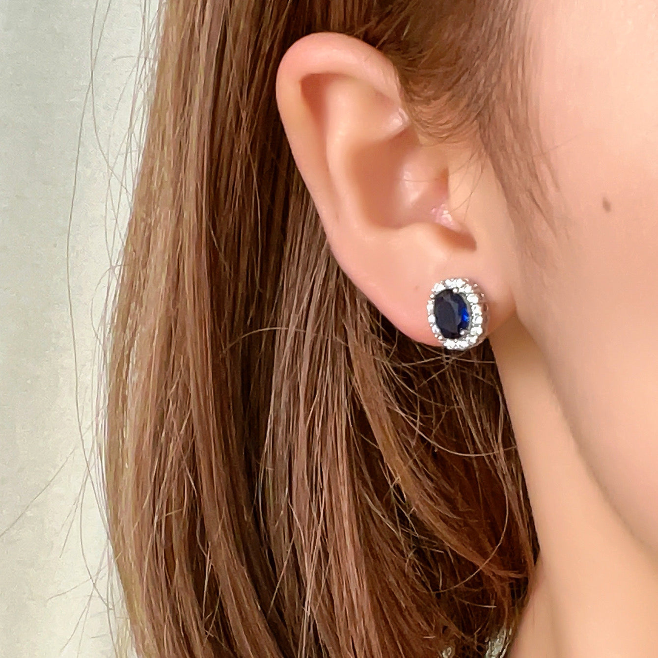 Pendientes óvalo azul