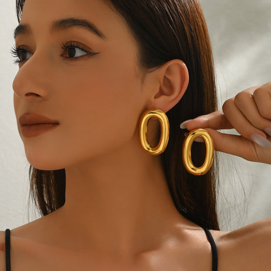 Aretes contorno oval chuncky